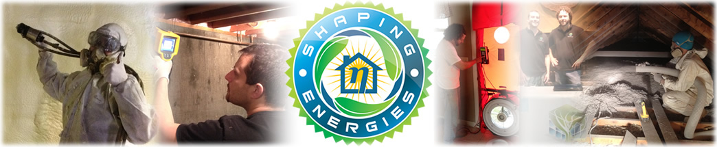 Shaping Energies' spray foam and cellulose insulation contractor and energy auditing services are handily pictured here.